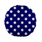 Polka Dots - White on Dark Blue Standard 15  Premium Round Cushion