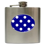 Polka Dots - White on Dark Blue Hip Flask (6 oz)