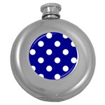 Polka Dots - White on Dark Blue Hip Flask (5 oz)