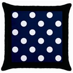 Polka Dots - White on Oxford Blue Throw Pillow Case (Black)