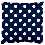 Polka Dots - White on Oxford Blue Large Cushion Case (One Side)