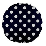 Polka Dots - White on Oxford Blue Large 18  Premium Round Cushion