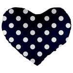 Polka Dots - White on Oxford Blue Large 19  Premium Heart Shape Cushion