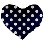 Polka Dots - White on Oxford Blue Large 19  Premium Flano Heart Shape Cushion