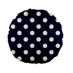 Polka Dots - White on Oxford Blue Standard 15  Premium Round Cushion