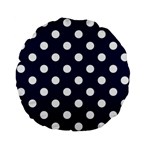 Polka Dots - White on Oxford Blue Standard 15  Premium Flano Round Cushion