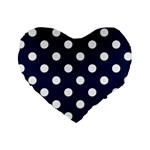 Polka Dots - White on Oxford Blue Standard 16  Premium Heart Shape Cushion