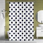 Polka Dots - Oxford Blue on White Shower Curtain 48  x 72  (Small)