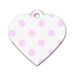 Polka Dots - Pale Thistle Violet on White Dog Tag Heart (Two Sides)