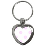 Polka Dots - Pale Thistle Violet on White Key Chain (Heart)