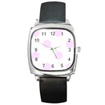 Polka Dots - Pale Thistle Violet on White Square Metal Watch