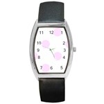 Polka Dots - Pale Thistle Violet on White Barrel Style Metal Watch