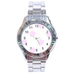 Polka Dots - Pale Thistle Violet on White Stainless Steel Analogue Watch