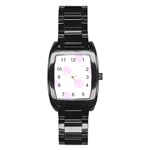 Polka Dots - Pale Thistle Violet on White Stainless Steel Barrel Watch