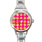 Emoji Pink Round Italian Charm Watch