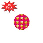 Emoji Pink 1  Mini Button (10 pack) 