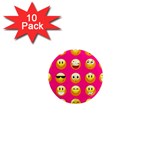 Emoji Pink 1  Mini Magnet (10 pack) 