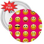 Emoji Pink 3  Button (10 pack)