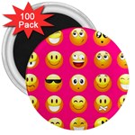 Emoji Pink 3  Magnet (100 pack)