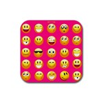 Emoji Pink Rubber Coaster (Square)