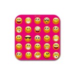 Emoji Pink Rubber Square Coaster (4 pack)