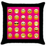 Emoji Pink Throw Pillow Case (Black)