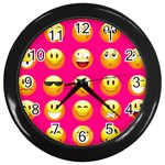 Emoji Pink Wall Clock (Black)