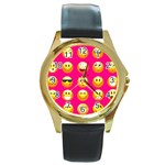 Emoji Pink Round Gold Metal Watch