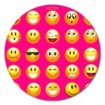 Emoji Pink Magnet 5  (Round)