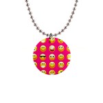 Emoji Pink 1  Button Necklace