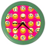 Emoji Pink Color Wall Clock