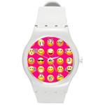 Emoji Pink Round Plastic Sport Watch (M)