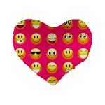 Emoji Pink Standard 16  Premium Heart Shape Cushion 