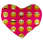 Emoji Pink Large 19  Premium Heart Shape Cushion