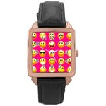 Emoji Pink Rose Gold Leather Watch 