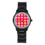 Emoji Pink Stainless Steel Round Watch