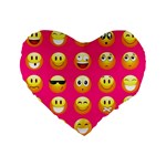 Emoji Pink Standard 16  Premium Flano Heart Shape Cushion 