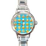 Emoji Blue Round Italian Charm Watch