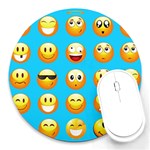 Emoji Blue Round Mousepad