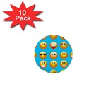 Emoji Blue 1  Mini Button (10 pack) 