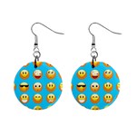 Emoji Blue 1  Button Earrings