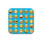 Emoji Blue Rubber Square Coaster (4 pack)