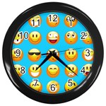 Emoji Blue Wall Clock (Black)