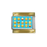 Emoji Blue Gold Trim Italian Charm (9mm)