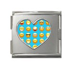 Emoji Blue Mega Link Heart Italian Charm (18mm)