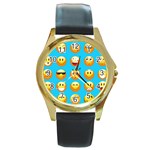 Emoji Blue Round Gold Metal Watch