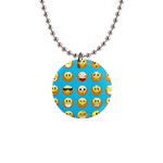 Emoji Blue 1  Button Necklace