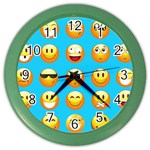 Emoji Blue Color Wall Clock