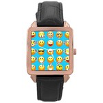 Emoji Blue Rose Gold Leather Watch 