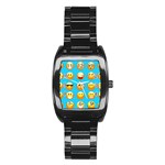 Emoji Blue Stainless Steel Barrel Watch